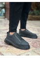 LVO0245 Siyah Akıllı Lastik Bağcık Yüksek Siyah Taban Günlük Erkek Ayakkabı