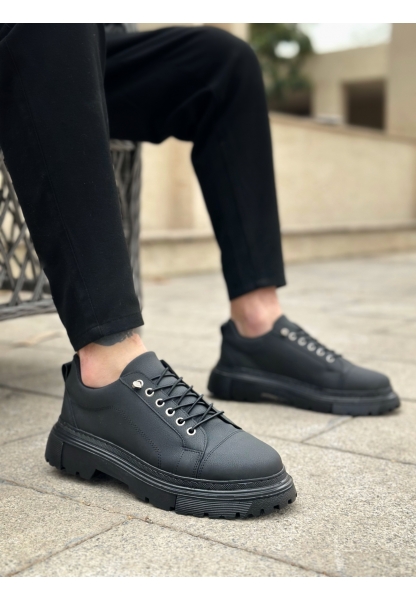 LVO0245 Siyah Akıllı Lastik Bağcık Yüksek Siyah Taban Günlük Erkek Ayakkabı