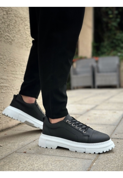 LVO0245 Siyah Akıllı Lastik Bağcık Yüksek Taban Günlük Erkek Ayakkabı