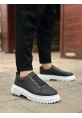 LVO0245 Siyah Akıllı Lastik Bağcık Yüksek Taban Günlük Erkek Ayakkabı