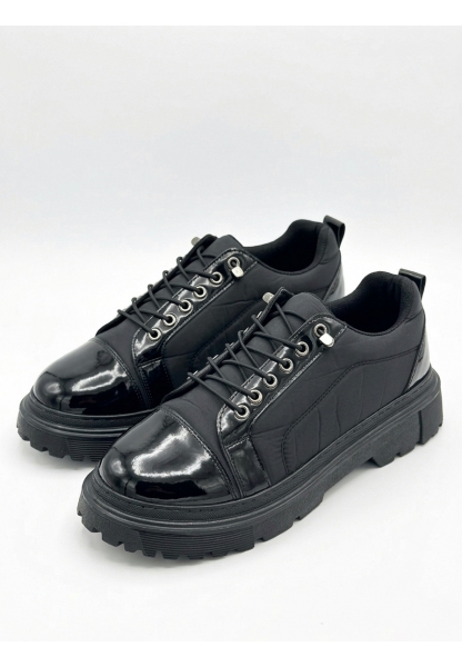 LVO0245 Siyah Rugan Paraşüt Detaylı Akıllı Lastik Bağcık Yüksek Taban Günlük Erkek Ayakkabı