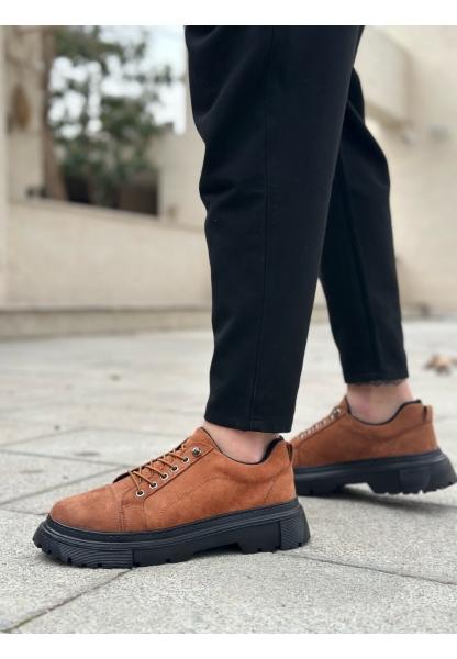 LVO0245 Taba Süet Akıllı Lastik Bağcık Yüksek Siyah Taban Günlük Erkek Ayakkabı