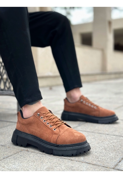 LVO0245 Taba Süet Akıllı Lastik Bağcık Yüksek Siyah Taban Günlük Erkek Ayakkabı