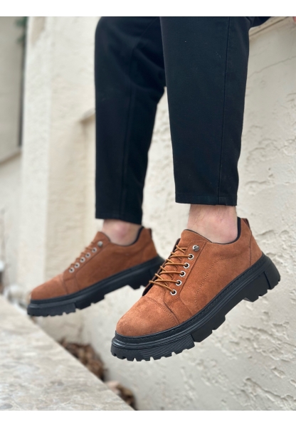 LVO0245 Taba Süet Akıllı Lastik Bağcık Yüksek Siyah Taban Günlük Erkek Ayakkabı