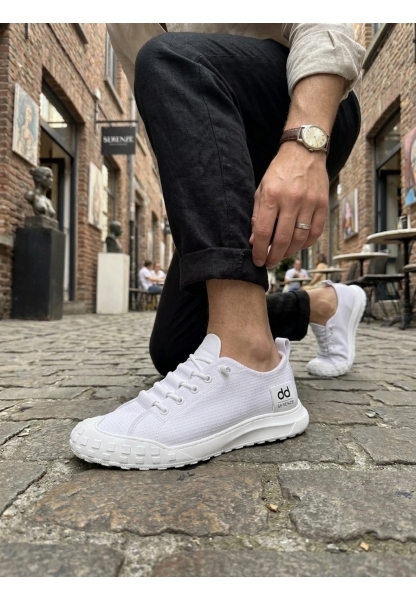 LVO0248 LVO Beyaz Esnek Bağcıklı Ultra Hafif Nefes Alan Sneaker Ayakkabı