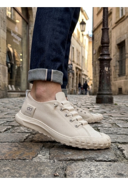 LVO0248 LVO Krem Esnek Bağcıklı Ultra Hafif Nefes Alan Sneaker Ayakkabı