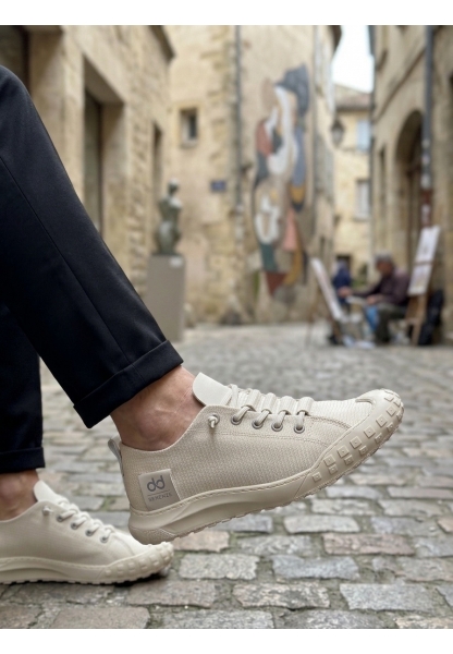 LVO0248 LVO Krem Esnek Bağcıklı Ultra Hafif Nefes Alan Sneaker Ayakkabı