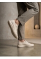 LVO0248 LVO Krem Esnek Bağcıklı Ultra Hafif Nefes Alan Sneaker Ayakkabı