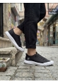 LVO0248 LVO Siyah Beyaz Taban Esnek Bağcıklı Ultra Hafif Nefes Alan Sneaker Ayakkabı