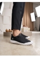 LVO0248 LVO Siyah Beyaz Taban Esnek Bağcıklı Ultra Hafif Nefes Alan Sneaker Ayakkabı
