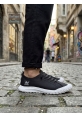 LVO0248 LVO Siyah Beyaz Taban Esnek Bağcıklı Ultra Hafif Nefes Alan Sneaker Ayakkabı
