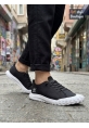 LVO0248 LVO Siyah Beyaz Taban Esnek Bağcıklı Ultra Hafif Nefes Alan Sneaker Ayakkabı