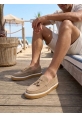 LVO0250 %100 İçi Dışı Hakiki Deri Erkek Bej Süet Casual Loafer Püskül Detaylı Kauçuk Rahat Taban Dikişli Ayakkabı