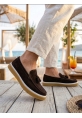 LVO0250 %100 İçi Dışı Hakiki Deri Erkek Kahverengi Süet Casual Loafer Püskül Detaylı Kauçuk Rahat Taban Dikişli Ayakkabı