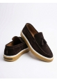 LVO0250 %100 İçi Dışı Hakiki Deri Erkek Kahverengi Süet Casual Loafer Püskül Detaylı Kauçuk Rahat Taban Dikişli Ayakkabı