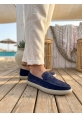 LVO0251 %100 İçi Dışı Hakiki Deri Erkek Lacivert Süet Casual Loafer Kauçuk Rahat Taban Dikişli Ayakkabı
