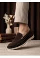 LVO0252 %100 İçi Dışı Hakiki Deri Erkek Kahverengi Süet Casual Loafer Termo Taban Ayakkabı