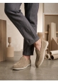 LVO0252 %100 İçi Dışı Hakiki Deri Erkek Krem Süet Casual Loafer Termo Taban Ayakkabı