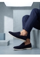 LVO0252 %100 İçi Dışı Hakiki Deri Erkek Lacivert Süet Casual Loafer Termo Taban Ayakkabı