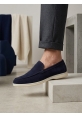 LVO0252 %100 İçi Dışı Hakiki Deri Erkek Lacivert Süet Casual Loafer Termo Taban Ayakkabı