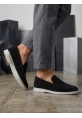 LVO0252 %100 İçi Dışı Hakiki Deri Erkek Siyah Süet Casual Loafer Termo Taban Ayakkabı