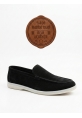 LVO0252 %100 İçi Dışı Hakiki Deri Erkek Siyah Süet Casual Loafer Termo Taban Ayakkabı