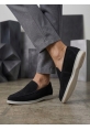 LVO0252 %100 İçi Dışı Hakiki Deri Erkek Siyah Süet Casual Loafer Termo Taban Ayakkabı