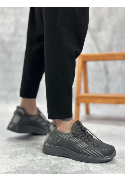 LVO0356 Özel Örme Triko Tarz Rahat Fuspetli Gri Kırçıllı Spor Ayakkabı 