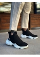 LVO0401 Bağcıksız Rahat Yüksek Taban Siyah Süet Erkek Spor Yarım Bilek Bot