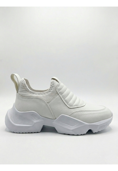 LVO0402 Bağcıksız Rahat Yüksek Taban Beyaz Erkek Spor Yarım Bilek Bot