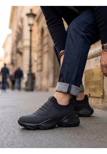 LVO0402 Bağcıksız Rahat Yüksek Taban Erkek Spor Yarım Bilek Bot