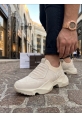 LVO0402 Bağcıksız Rahat Yüksek Taban Krem Süet Erkek Spor Ayakkabı