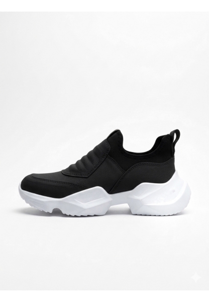 LVO0402 Bağcıksız Rahat Yüksek Taban Siyah Erkek Spor Yarım Bilek Bot