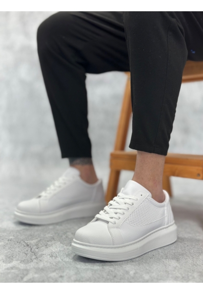 LVO0423 LVO Kalın Tırtık Yüksek Taban Beyaz Bağcıklı Spor Erkek Ayakkabı