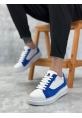 LVO0423 LVO Kalın Yüksek Taban Beyaz Mavi Bağcıklı Spor Erkek Ayakkabı