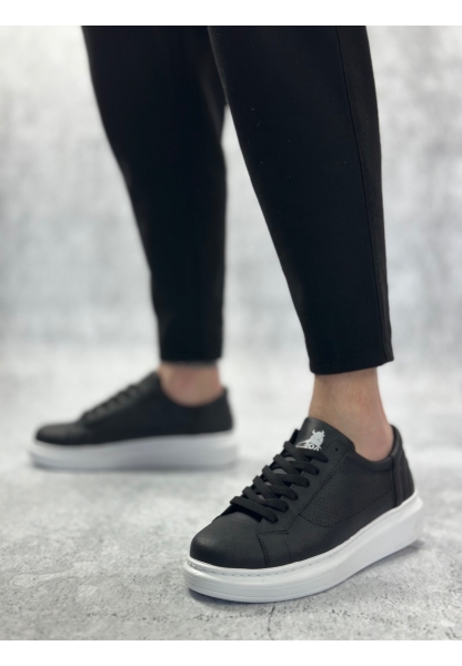 LVO0423 LVO Kalın Yüksek Taban Siyah Bağcıklı Spor Erkek Ayakkabı