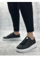 LVO0423 LVO Kalın Yüksek Taban Siyah Bağcıklı Spor Erkek Ayakkabı