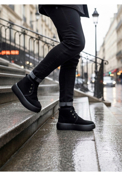 LVO0550 İçi Kürklü Bağcıklı Siyah Taban Erkek Tarz Spor Bot
