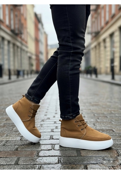 LVO0550 İçi Kürklü Bağcıklı Taba Erkek Tarz Spor Bot