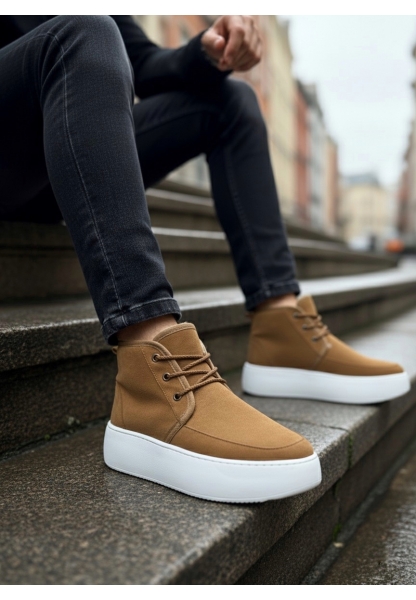 LVO0550 İçi Kürklü Bağcıklı Taba Erkek Tarz Spor Bot