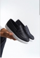 LVO0580 Bağcıksız Kuşaklı Yüksek Siyah Beyaz Taban Erkek Ayakkabı
