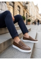 LVO0580 Bağcıksız Kuşaklı Yüksek Taban Taba Cilt Erkek Ayakkabı