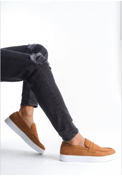 LVO0580 Bağcıksız Kuşaklı Yüksek Taban Taba Süet Erkek Ayakkabı