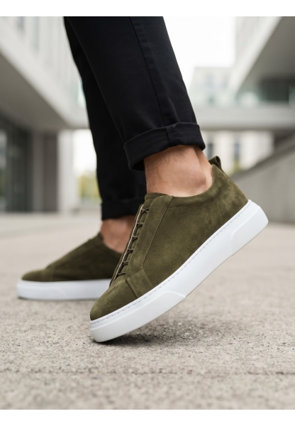 LVO0581 Erkek Sneaker Günlük Casual Spor Ayakkabı Haki Beyaz Taban 