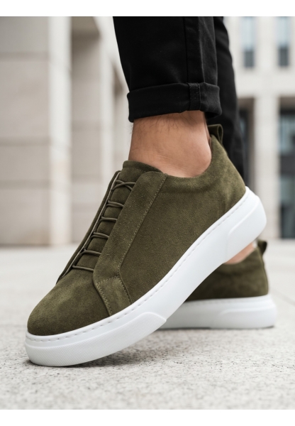 LVO0581 Erkek Sneaker Günlük Casual Spor Ayakkabı Haki Beyaz Taban 
