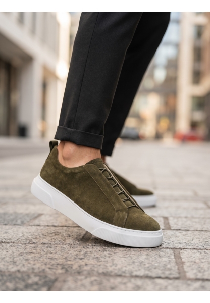 LVO0581 Erkek Sneaker Günlük Casual Spor Ayakkabı Haki Beyaz Taban 