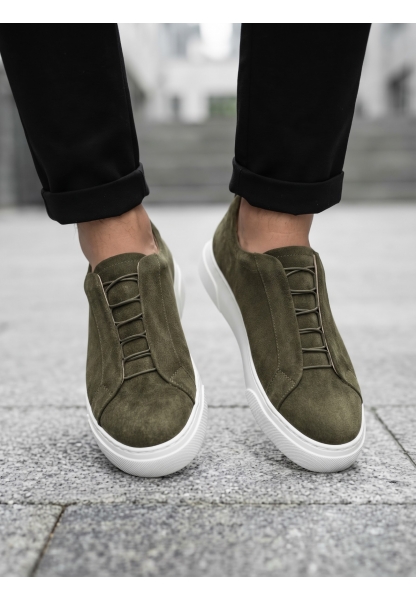 LVO0581 Erkek Sneaker Günlük Casual Spor Ayakkabı Haki Beyaz Taban 