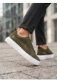 LVO0581 Erkek Sneaker Günlük Casual Spor Ayakkabı Haki Beyaz Taban 
