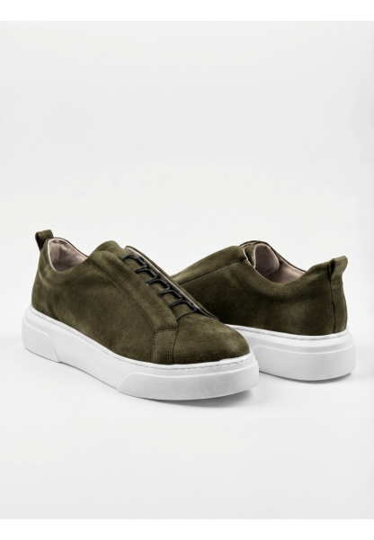 LVO0581 Erkek Sneaker Günlük Casual Spor Ayakkabı Haki Beyaz Taban 