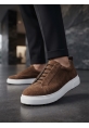 LVO0581 Erkek Sneaker Günlük Casual Spor Ayakkabı Kahvrengi Beyaz Taban 